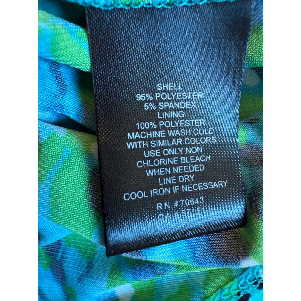 Jessica Howard Green Blue Abstract Sleeveless Midi Dress 10P - Picture 9 of 11